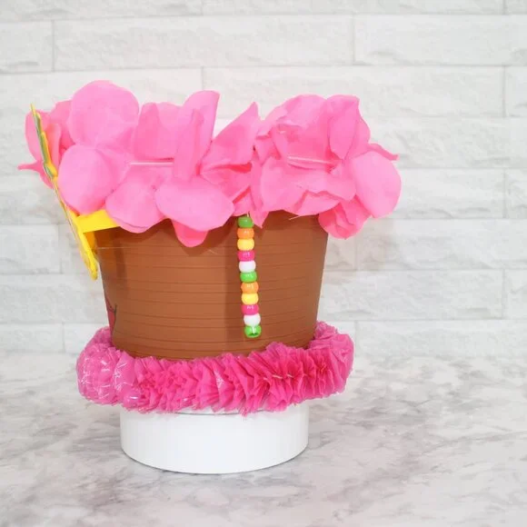 HAND CRAFTED Pot Head Pineapple Planter Upcycled Lady Face Luau Decor - Picture 2 of 12